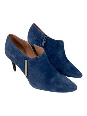 CALVIN KLEIN Jeanna Blue Leather Suede Bootie - Sz 6.5